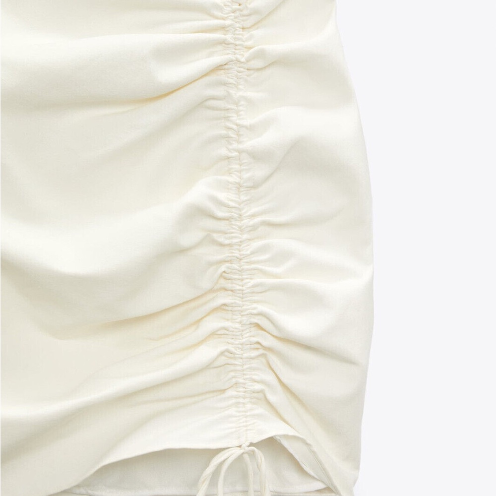 Zara Cream Ruched Mini Dress - Picture 7 of 13